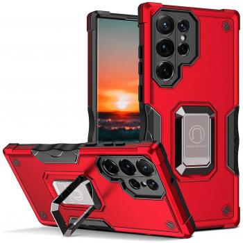 Coque Compatible Samsung Galaxy S23 Ultra / S23+ / S23 Antichoc Rouge avec Support de Bague
