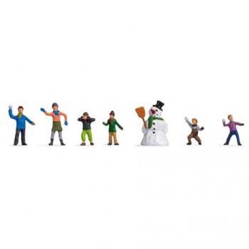 NOCH Modelleisenbahn-Spielunterlage 'Kinder im Schnee', bewegliche Miniaturfigur