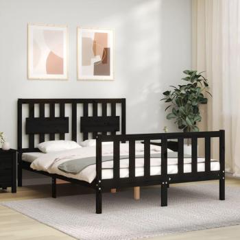 Cabecero negro de madera maciza para cama individual