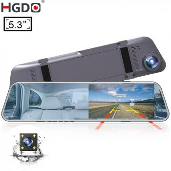 HGDO Cámara Dash 5,3 con Espejo Retrovisor y Función de Parada