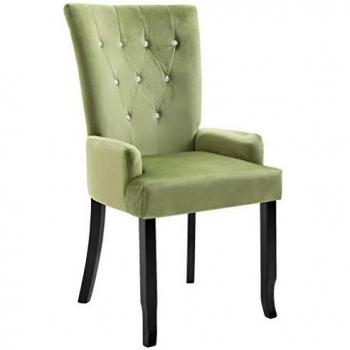 Silla de comedor con reposabrazos de terciopelo en tono verde