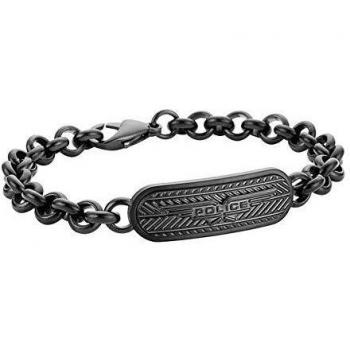 Pulsera de cuero negra para hombre Police modelo PJ26402BSU.02 con una longitud de 21 cm
