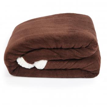 Schoko-Braune XXL Fleecedecke mit Lammflor Plüsch – Pink Papaya Snug Me Coral Sherpa 200 × 150 cm
