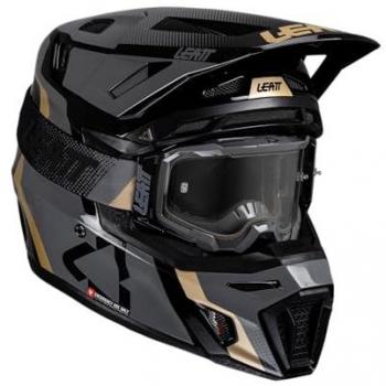 Casque de motocross Leatt 8.5 avec lunettes Noir Gris Or Taille L