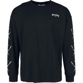 T‑shirt long noir Black Blood by Gothicana – Graphique cœur & épée – Tailles M–XXL – Pour hommes