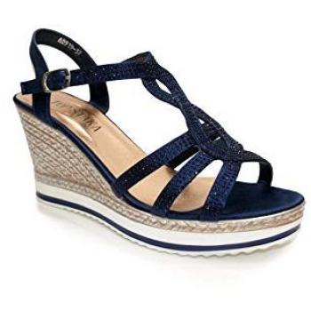 Sparkling Sea‑Blue Wedge Espadrilles