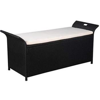 Cassapanca con Cuscino 138 cm in Polyrattan Nero