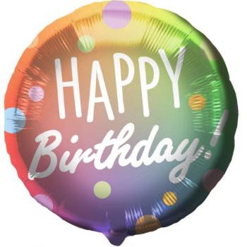 Folienballon Happy Birthday Multicolor Dots – Partydeko Geburtstag