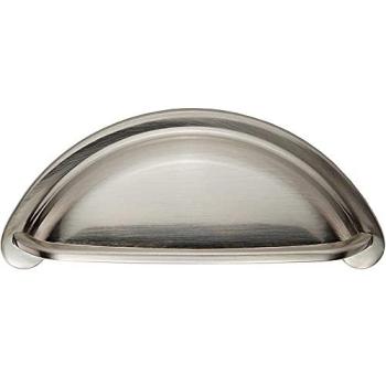 Satin Nickel Cup Pull Handle for Cabinets – 94 × 41.5 mm, 76 mm Fixing Centres