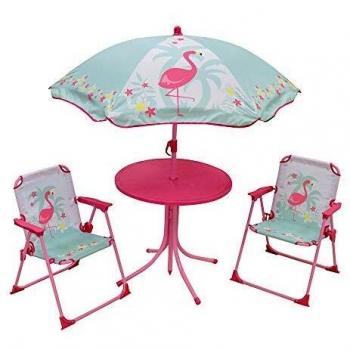 Table et chaises pliables pour enfant avec parasol Fun House Flamingo