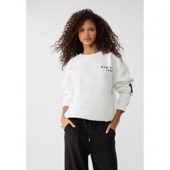 Stradivarius Streetwear Sweatshirt XL Ecru, Textur