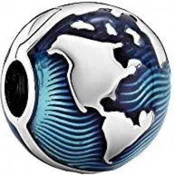 Charm Clip argent Globe Bleu Pandora Places