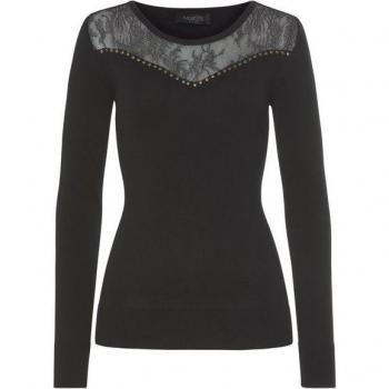 Eleganter Rundhalspullover mit Nieten und Spitze von MELROSE