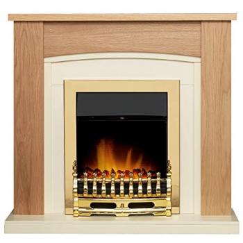 Chilton 39 Inch Oak & Cream Fireplace with Blenheim Electric Fire in Brass