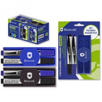 Bismark Set de 2 Rotuladores para Pizarra + Borrador Magnético