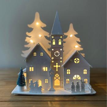 Wooden Christmas Village Scene