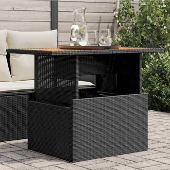 VidaXL Garden Dining Table Black 100x55x73 cm Poly Rattan and Acacia Wood