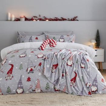 Festive Gnomes Cozy Fleece Duvet Cover and Pillowcase Bedding Set