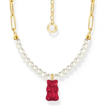Thomas Sabo Freshwater Pearl Necklace with Gold Plated Bear Pendant