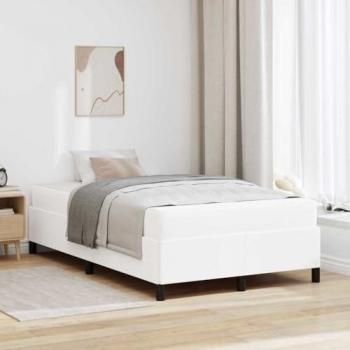 Cadre de lit double blanc 120x200 cm, matelas faux cuir