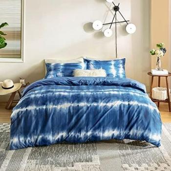 Sacco Copripiumone di Tie-Dye per Letto Matrimoniale Blu