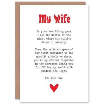 Elegant Goth Love Poetry Card in White