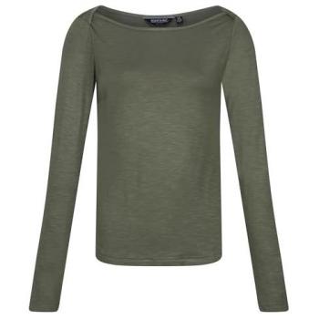 Women's Green Lakeisha Boat Neck Long Sleeve Tee