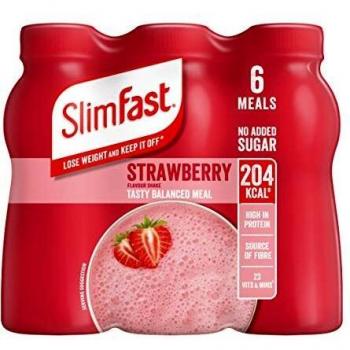 6 X SlimFast Meal Replacement Ready To Drink Shake Strawberry 325ml BBE 11/2023