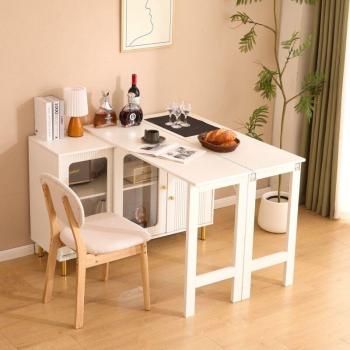 Buffet Pranzo Estensibile 116×40×78 cm – Mobile con Tavolo Pieghevole, Piedi Metallari, Porta Scorrevole in Vetro, Scaffali Personalizzabili