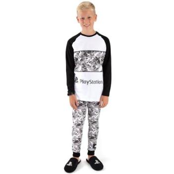 Grey Playstation Boy’s Comfort Pajamas – Short Sleeve, Long Leg, 7‑8 Years