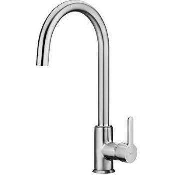 Robinet cuisine Mencia Mez 49,3 × 5 cm – design platine brossé, couplage flexible