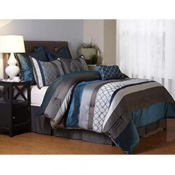 Nanshing Peacock-Grey California King Full Bedding Kit