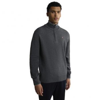 Napapijri DAIN Herren Strickpullover mit Logo-Stitching in Stein, Größe S