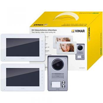 K40931 Kit videocitofonico da parete con: 2 videocitofoni vivavoce a colori lcd 7' con tastiera capacitiva, targa audiovideo 2 pulsanti, 2