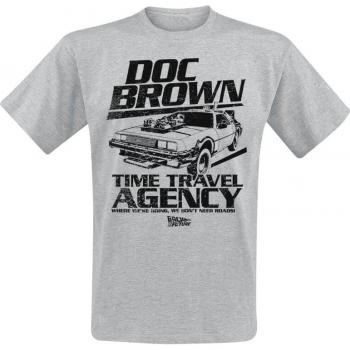Back to the Future – Doc Brown Time Travel Agency Herren T-Shirt, grau meliert (S bis XXL)