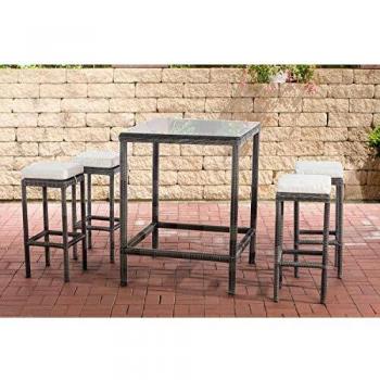 Gartenbar-Set Alia 5mm mit 4 Barhockern und Tisch