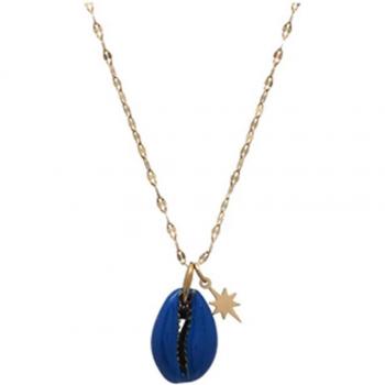 Les Trésors De Lily Cowrie Blue Steel Chain