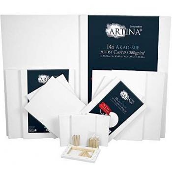 Artina Studio Canvas Collection 14‑Pack Pre-Stretched Cotton Blank Frames