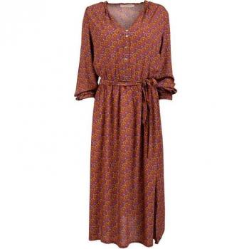 Yazzi Brown V-Ausschnitt Kleid mit Gürtel für Damen