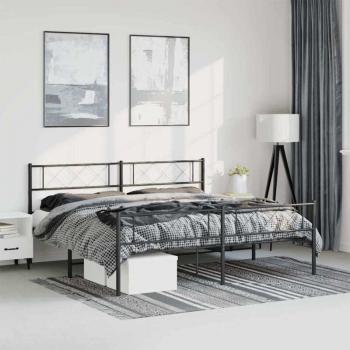 Cama de metal negro sin colchón 183x213 cm