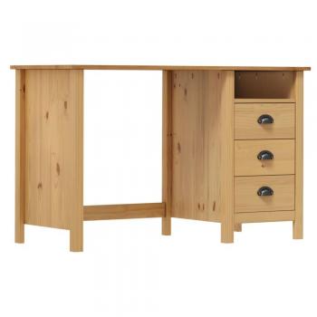 VidaXL Pine Wood Desk Hill with 3 Storage Drawers