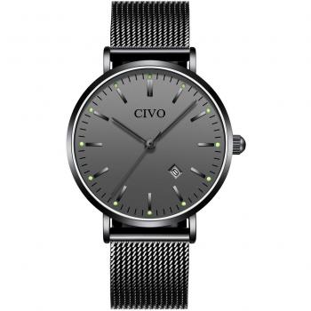 CIVO Montre Homme Femme Noir Luxe