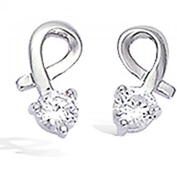Elegant Câlin White Silver Earrings