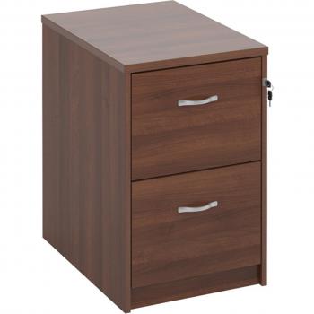 Walnut Wood Filing Cabinet with 2 Drawers and Silver Handles 730mm High