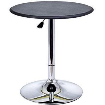 Table de bar chic style contemporain 67-93 cm Ø 63 cm métal chromé PVC noir