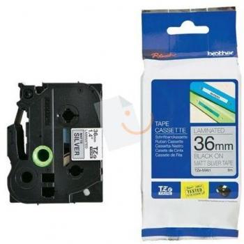 Brother 36mm Black/Silver Matt Label Tape