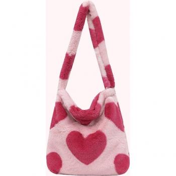 Bolsa de hombro de gran capacidad, estampado de leopardo y felpa suave