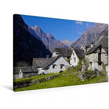 Bergdorf Textil-Leinwand Calvendo 75x50 cm, Druck von Riedmiller