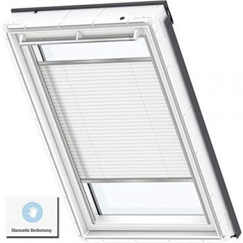 VELUX Plissee 78x98 cm Uni Weiß, Faltstore, manuell, Aluminiumschiene