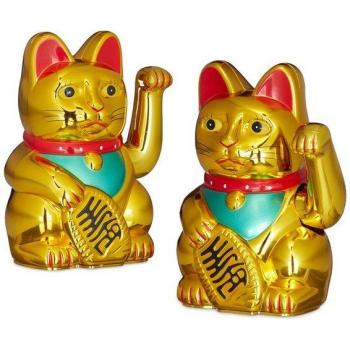 Gatto Fortunato a Batteria Oro 16 cm
